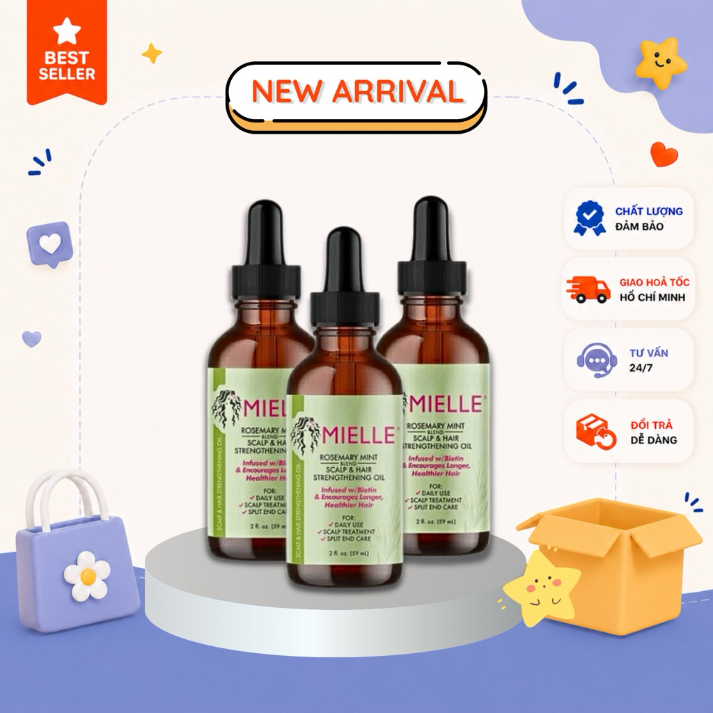 [HÀNG MỸ] Dầu Dưỡng Mọc Tóc Mielle Organics Rosemary Oil Giúp Kích Mọc Tóc & Giảm Gãy Rụng 59ml
