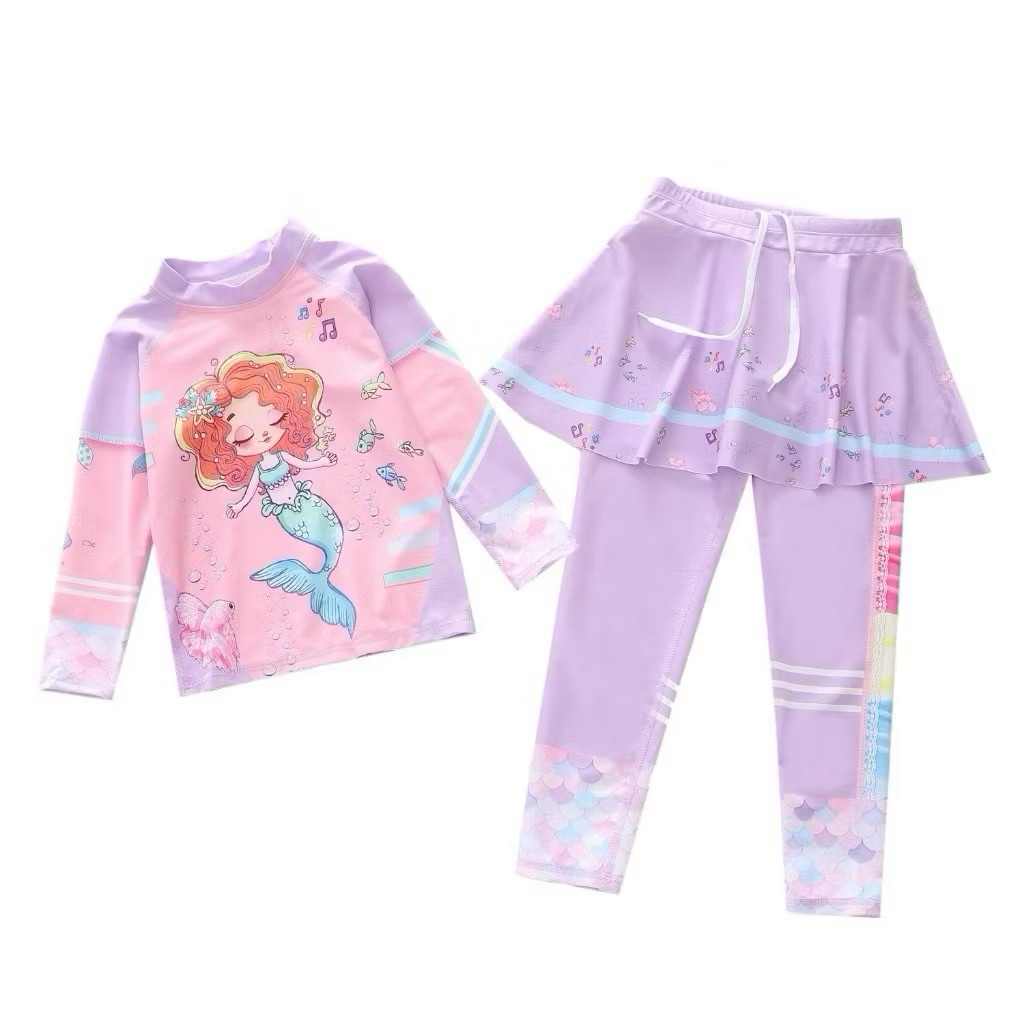 Đồ bơi cho bé gái size 8-40kg chất thun bơi dầy dặn, đồ bơi bé gái giữ nhiệt chống nắng chân váy cách điệu