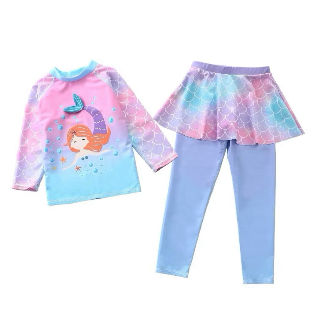 Đồ bơi cho bé gái size 8-40kg chất thun bơi dầy dặn, đồ bơi bé gái giữ nhiệt chống nắng chân váy cách điệu