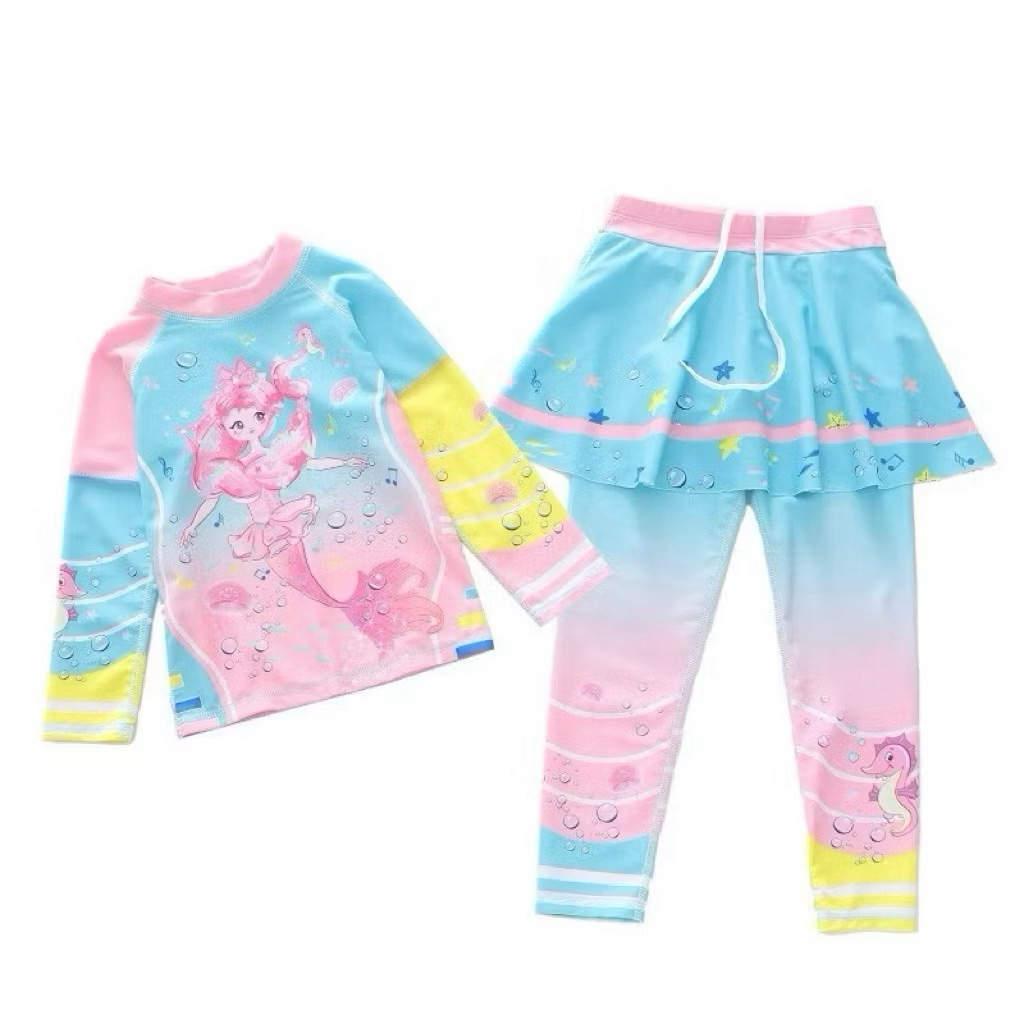 Đồ bơi cho bé gái size 8-40kg chất thun bơi dầy dặn, đồ bơi bé gái giữ nhiệt chống nắng chân váy cách điệu