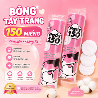 [Combo 5 Gói] Bông Tẩy Trang Hatsu 150M Tròn chất liệu Cotton pads mềm dai, tiết kiệm