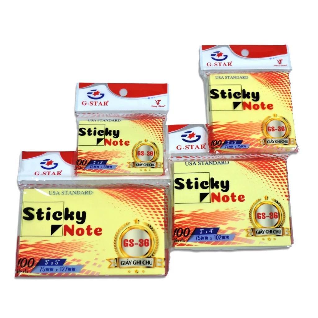Giấy Sticky Note Ghi Chú G-Star GS-36 75mmx127mm – Nhiều Màu Dễ Thương, Dán Chắc – Văn Phòng Phẩm KOB