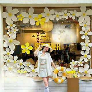 (HOA ĐẸP) Bông hoa chanh xốp 5 cánh khổng lồ hottrend 2026,hoa size to gắn tường trang trí quán cafe,lớp học,phòng họp l