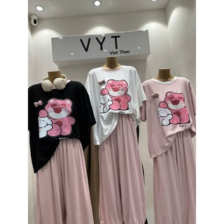 PHẠM THÙY SHOP: SET BỘ IN HÌNH GẤU DÂU MIX QUẦN DÀI HÀNG VYT
