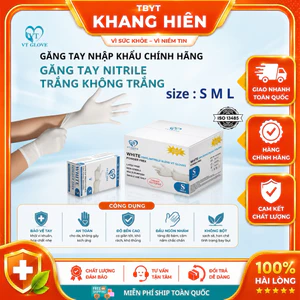 Hộp 100 Chiếc Găng Tay VT Glove Không BỘT Chế Biến, Nha Khoa, Thẩm Mỹ, Spa, Phòng khám Thú y