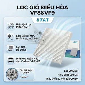Lọc Gió Điều Hòa VinFast VF8 VF9 Cao Cấp Lọc PM2.5, Kháng Khuẩn, Size 229x199x32mm