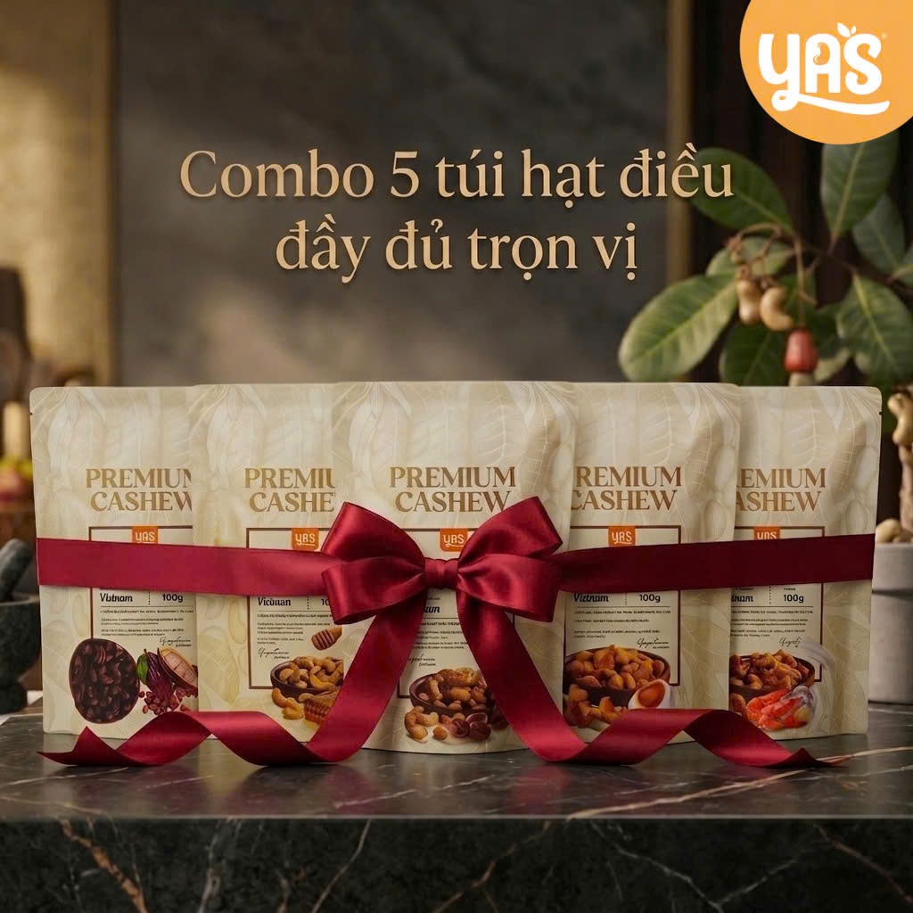 Combo 5 Túi 100g Hạt Điều Tẩm Vị YAS - Đầy Đủ Trọn Vị- Giá Siêu Rẻ