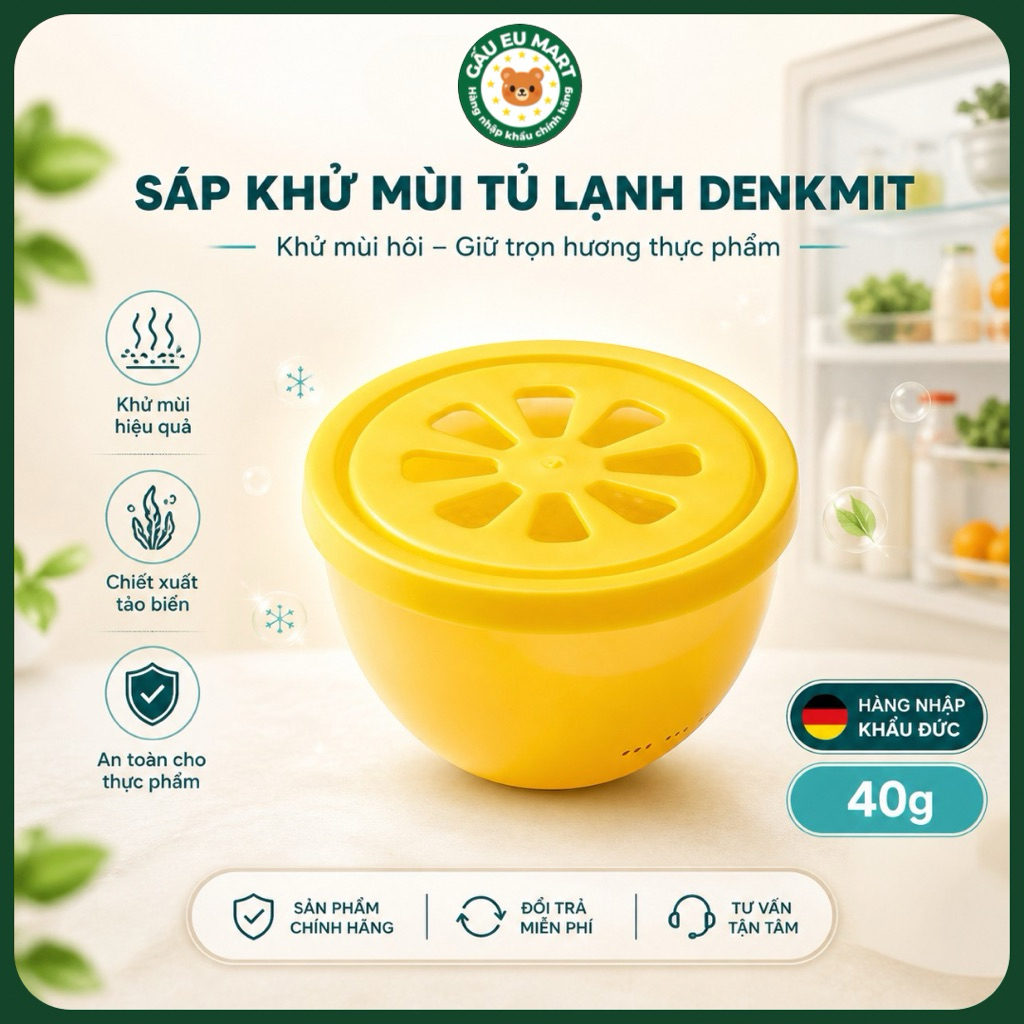 Sáp Khử Mùi Tủ Lạnh Denkmit Đức 40g – chiết xuất từ Tảo Biển | Hấp Thụ Mùi Hôi, Giữ Hương Thực Phẩm.