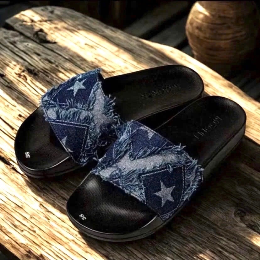 Dép Nam Nữ Quai Ngang, Vải Bò, Hình Sao, Siêu Bền Trẻ Trung Dễ Phối Đồ, Đủ Size 35-44