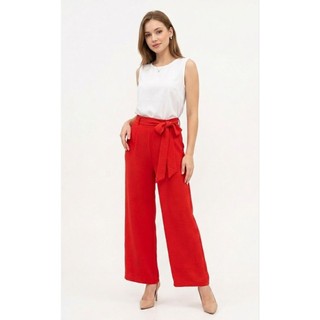Quần dài đỏ thắt nơ ống rộng vnxk dư vivance
