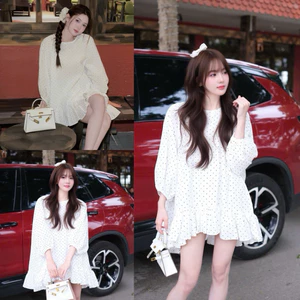 Váy babydoll chấm bi tay lỡ V213 SM