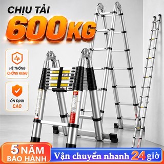 Thang Nhôm Inox Rút Gọn Chữ A Chữ I Gấp Gọn Đa Năng Chất Liệu Nhôm Inox Tải Trọng 600KG Cao 3.4M-4.2M-5M-5.8M