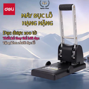 Máy Đục Lỗ 2 Lỗ Deli Tối Đa 100 Tờ 150 Tờ Hạng Nặng – Thân Kim Loại Chống Gỉ, Lưỡi Trợ Lực,Dùng Văn Phòng & Tài Liệu Dày