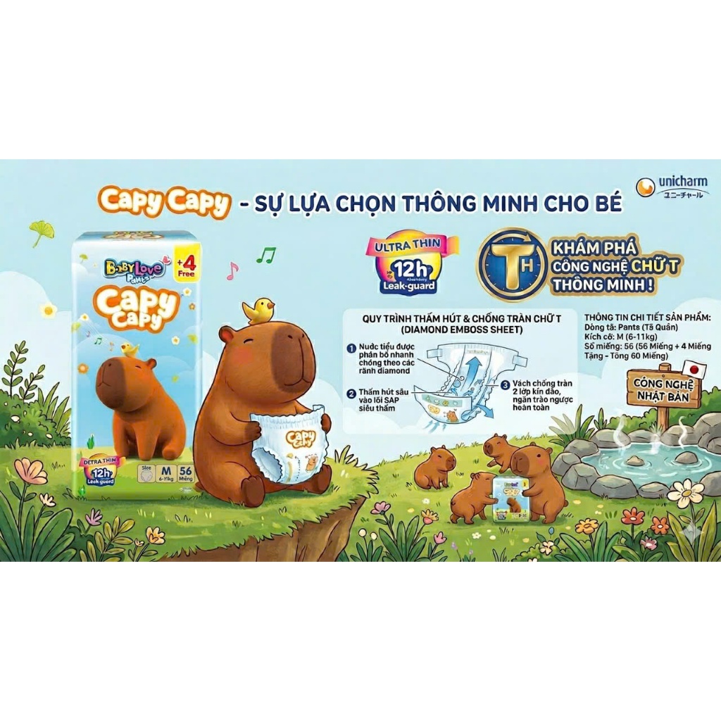 [DEAL T7] 🍊 TÃ QUẦN BABYLOVE CAPY CAPY M/XXL- SIÊU MỎNG THOÁNG, CHỐNG TRÀN 12 GIỜ 🍊