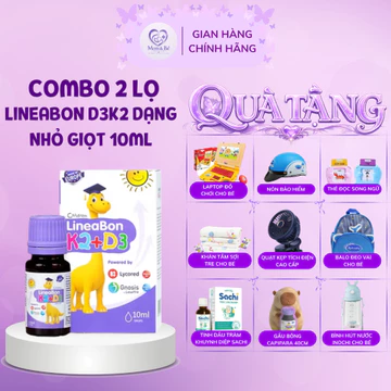 Combo 2 LỌ Lineabon K2 D3 dạng Giọt lọ 10ML TÍM bổ sung k2 d3 mk7 giúp tăng khả năng hấp thu canxi