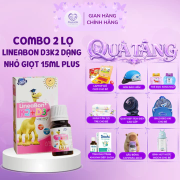 Tích điểm- Combo 2 Hộp Mẫu mới D3 K2 Lineabon Hồng 15ml tiết kiệm BỔ SUNG K2 D3 giúp hấp thu canxi