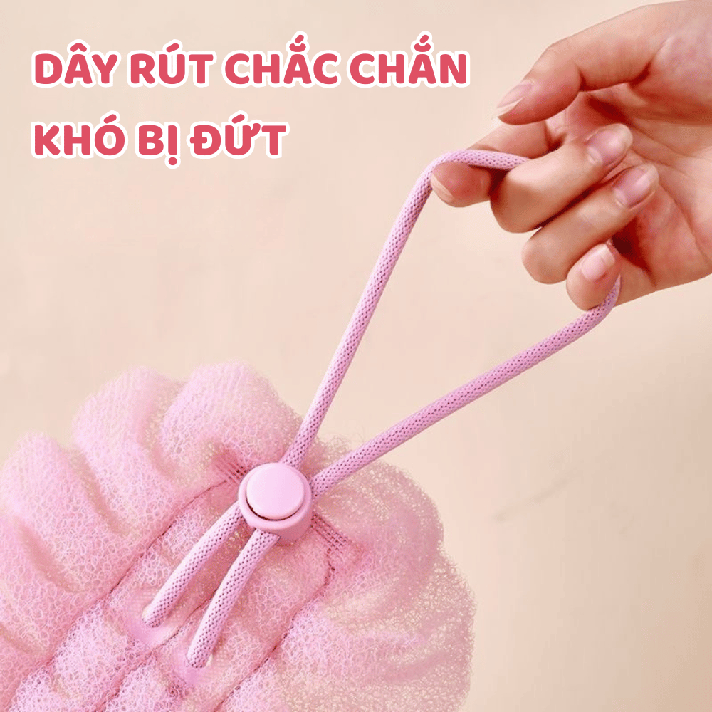 Bông Tắm Lưới Tạo Bọt 2in1 Kéo Dài Chà Lưng RICHOUSE, Bông Tắm Dài Sợi Nylon Không Xù, Nâng Cấp