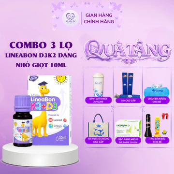 Tích điểm - Combo 3 Lọ Vitamin Lineabon k2 d3 bổ sung k2 d3 mk7 giúp tăng khả năng hấp thu canxi cho trẻ Lọ 10ml