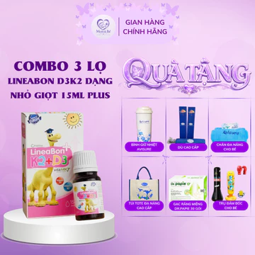 COMBO 3 Hộp mẫu mới D3 K2 Lineabon Hồng 15ml tiết kiệm BỔ SUNG K2 D3 giúp hấp thu canxi