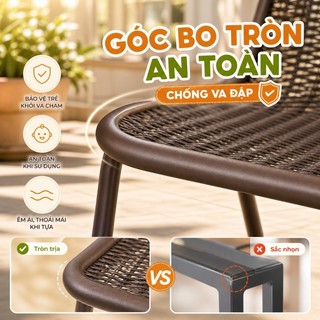 KUKA Ghế sân vườn giả mây Ghế ăn ngoài trời bo tròn an toàn Nội thất sân vườn Bắc Âu