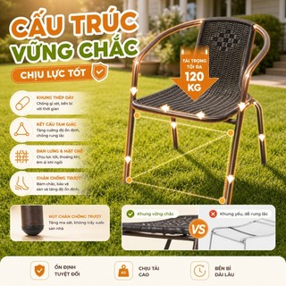 KUKA Ghế sân vườn giả mây Ghế ăn ngoài trời bo tròn an toàn Nội thất sân vườn Bắc Âu