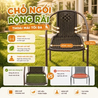 KUKA Ghế sân vườn giả mây Ghế ăn ngoài trời bo tròn an toàn Nội thất sân vườn Bắc Âu