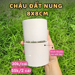 Combo 2 chậu đất nung đỏ hình trụ trồng Sen và Xương Rồng size 8x8cm MẦM NẮNG GARDEN lỗi 1 đền 1