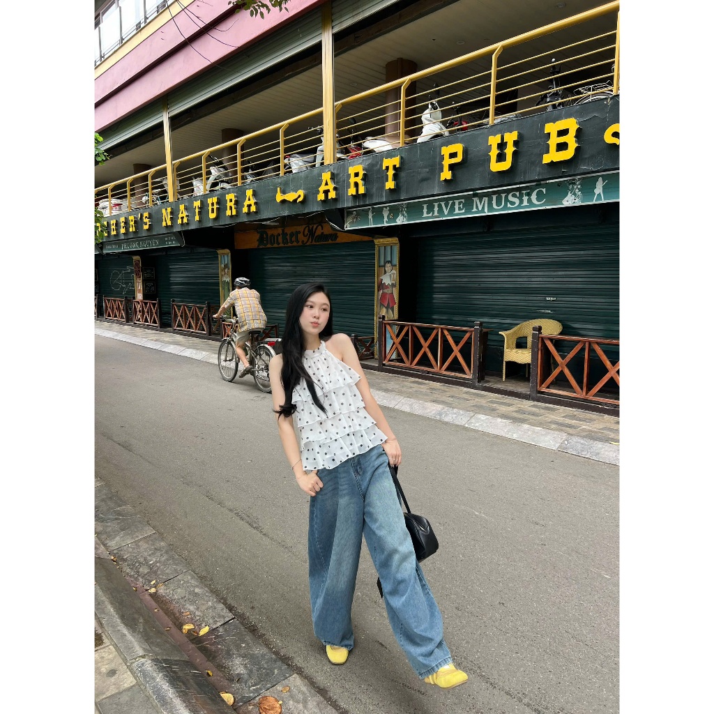 Quần jeans dáng rộng ỐNG CONG harem 8342 Nữ the.sweaterweather TSW