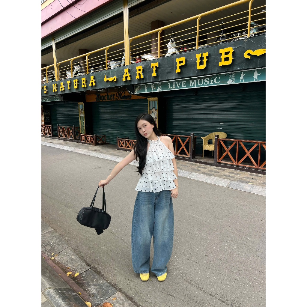 Quần jeans dáng rộng ỐNG CONG harem 8342 Nữ the.sweaterweather TSW