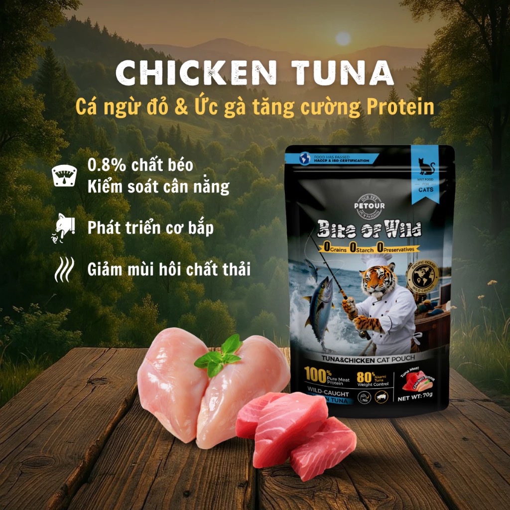 Pate Bite of Wild Cao Cấp Hộp 12 Gói 70G Công Thức Sữa Dê, Giàu Đạm, Ít Béo Cho Mèo Từ 2 Tháng Tuổi
