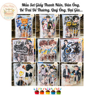 Bịch 10 Set giấy hình cắm Thanh Niên, Siêu xe, đồng hồ sang chảnh cho quý ông, đại gia siêu đẹp