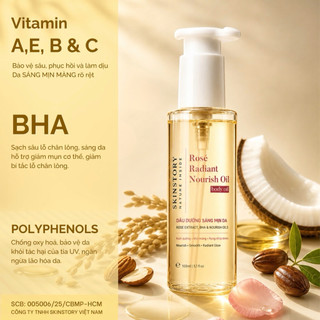 Body Oil Rosé BHA 100ml Skinstory Việt Nam, dầu dưỡng thể, dưỡng ẩm, phục hồi da, giúp da mịn màng rạng rỡ