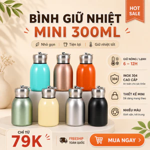 Bình giữ nhiệt đựng Caffe 300ml. Bình nước giữ nhiệt mini inox 304 có quai xách
