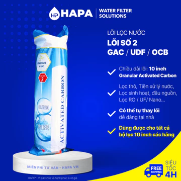 Lõi Lọc Số 2 OCB GAC UDF Lõi Lọc Nước 10 inch Cho Máy RO Karofi Sunhouse Kangaroo Aquayaki AQUA Mutosi AquaYaki...