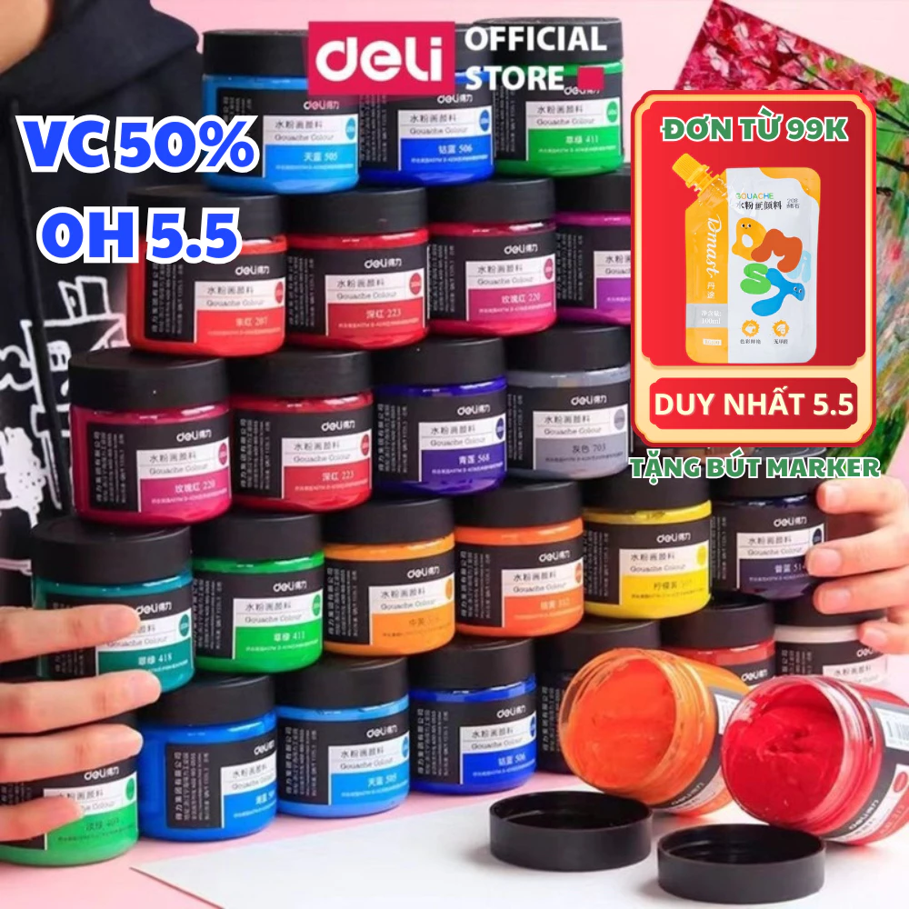 [TẶNG GOUACHE 100ML] Màu Nước Hũ 100ml Goat Gouache cao cấp Finenolo Deli Chất Siêu Mịn Pha Sẵn Dễ T