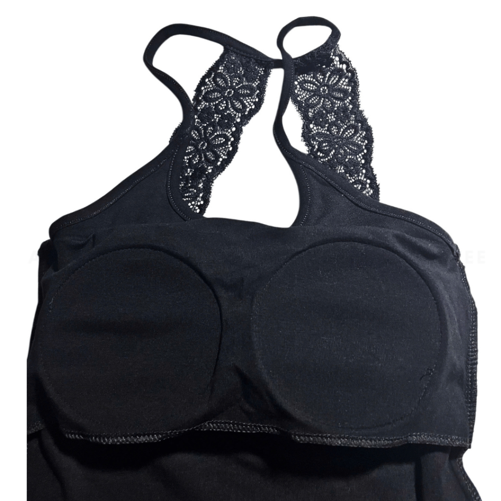 [REN ĐEN] Áo Ba Lỗ Nữ Phối Ren Lưng Có Mút Freesize Form Ôm Tôn Dáng Đen - Augustee