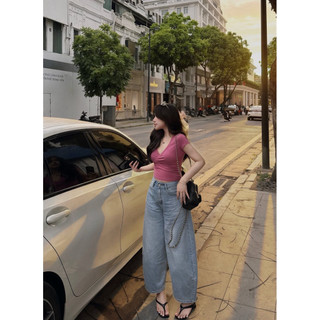 Quần Baggy Jeans Bò Ống Rộng QC