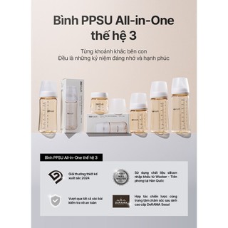 Thế hệ 3 - Bình sữa PPSU Moyuum - 80ml/170/270ml/330ml - 3 Mẫu