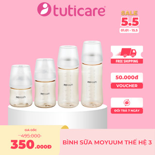 Thế hệ 3 - Bình sữa PPSU Moyuum - 80ml/170/270ml/330ml - Mẫu Trơn