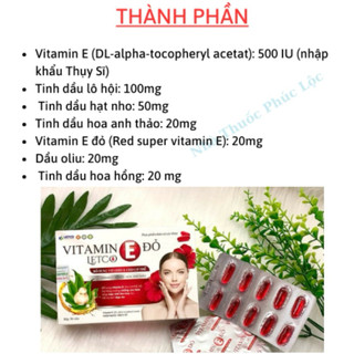 Vitamin E đỏ Letco hỗ trợ làm đẹp da,chống lão hoá da,cân bằng nội tiết-hộp/30 viên