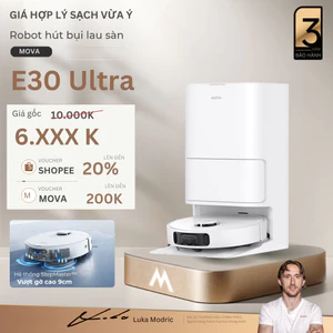 Robot Hút Bụi Lau Sàn Mova E30 Ultra | Lực hút 7.000Pa | giặt và sấy giẻ lau tự động | BH 36 tháng