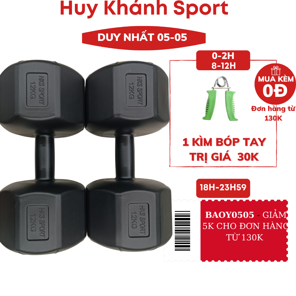 Tạ tay bọc nhựa cao cấp loại 1 mẫu mới 2021 (1kg, 2kg, 3kg, 4kg, 5kg, 6kg, 7kg,8kg)