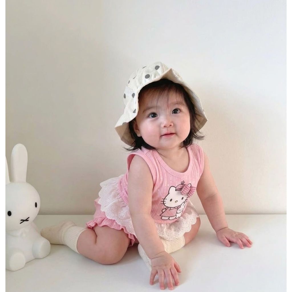 Bộ quần áo Hello Kitty mẫu REN cho bé gái chất tăm gân mềm mát size 7-22kg đồ bộ bé gái mặc ở nhà đi chơi xinh xắn