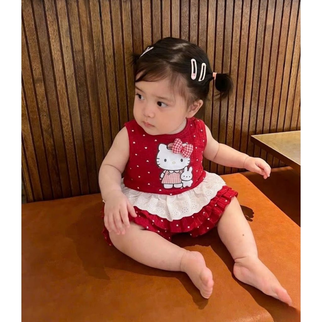 Bộ quần áo Hello Kitty mẫu REN cho bé gái chất tăm gân mềm mát size 7-22kg đồ bộ bé gái mặc ở nhà đi chơi xinh xắn