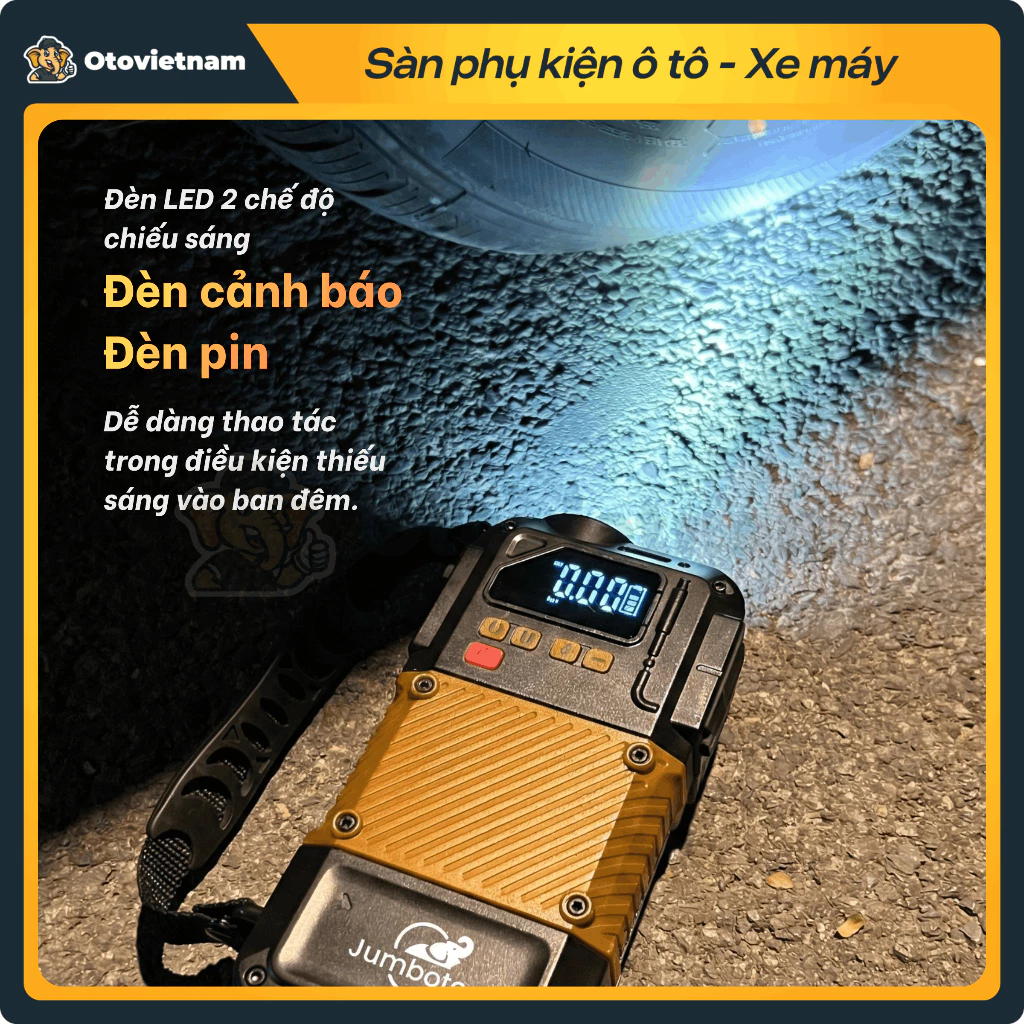 Kích Bình & Bơm Lốp Ô Tô, Xe Máy 4in1 Jumbotec B02 - Dung Lượng Pin 8.000mAh, Bảo Hành 12 Tháng