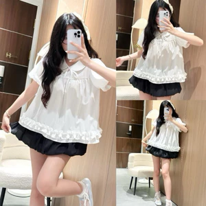 Áo Babydoll Kiểu Nữ Tay Bồng Dáng Vừa Phối Bèo Điệu Công Chúa Tiểu Thư Dilyshop - A140