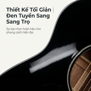 Combo Đàn Guitar Acoustic Màu Đen Cao Cấp - Thiết Kế Bo Góc Êm Tay (Bản Nâng Cấp 2026) - Trọn Bộ 5 Món, Đầy Đủ Phụ Kiện