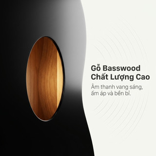 Combo Đàn Guitar Acoustic Màu Đen Cao Cấp - Thiết Kế Bo Góc Êm Tay (Bản Nâng Cấp 2026) - Trọn Bộ 5 Món, Đầy Đủ Phụ Kiện