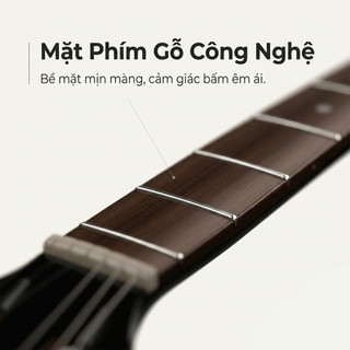 Combo Đàn Guitar Acoustic Màu Đen Cao Cấp - Thiết Kế Bo Góc Êm Tay (Bản Nâng Cấp 2026) - Trọn Bộ 5 Món, Đầy Đủ Phụ Kiện