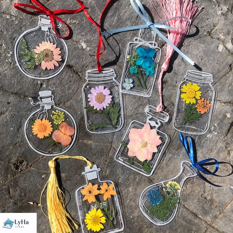 Set Sticker PET Trong Suốt Bình Hoa Xinh DIY 20 Miếng Dán Sưu Tầm Trang Trí Sổ Tay Bullet Journal